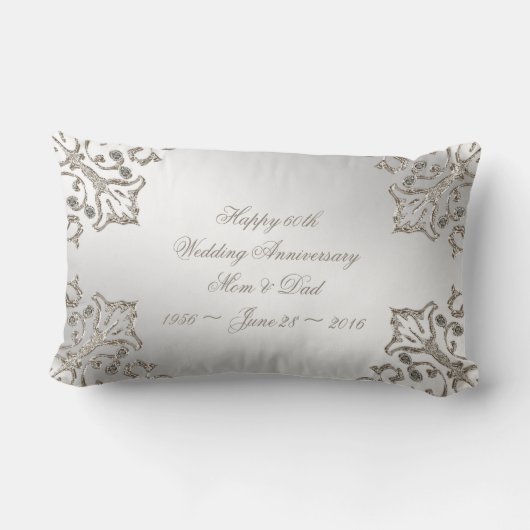 Coussin Rectangle Parties scintillant 60e anniversaire Mariage Lumba (Verso)