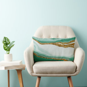 Coussin Rectangle Parties scintillant abstraite verte moderne lumbar