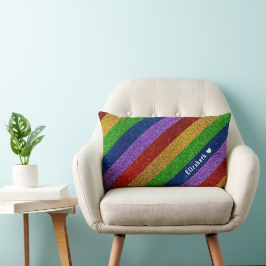 Coussin Rectangle Parties scintillant arc-en-ciel brillante et étinc (Chaise)