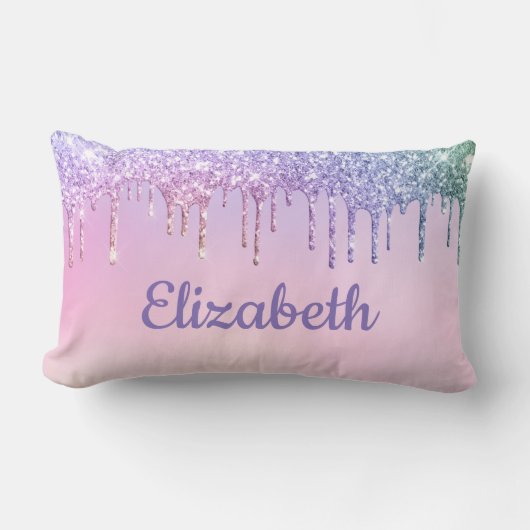 Coussin Rectangle Parties scintillant arc-en-ciel Unicorn personnali (Recto)