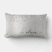 Coussin Rectangle Parties scintillant argent Monogramme Nom Luxury G (Recto)