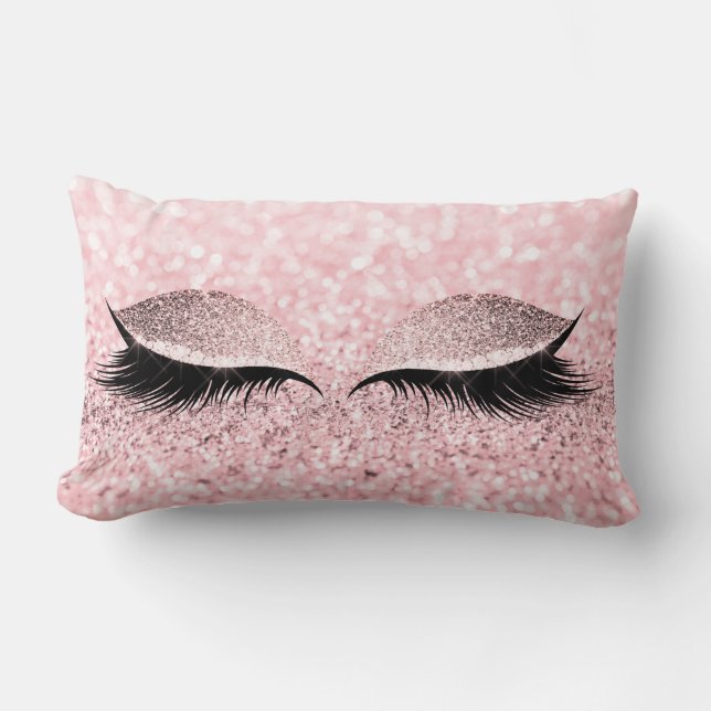 Coussin Rectangle Parties scintillant Black Glam Maquillage Oeil Las (Recto)