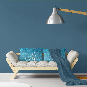 Coussin Rectangle Parties scintillant bleu moderne éclaboussures Nom