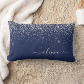 Coussin Rectangle Parties scintillant bleue Silver Navy Girl Monogra (Couverture)