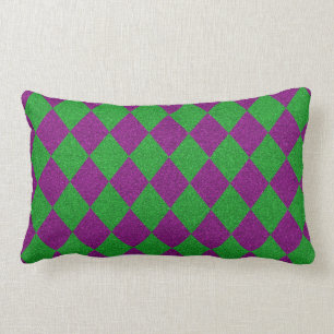Coussin Rectangle Parties scintillant de diamants violet et vert