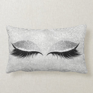 Coussin Rectangle Parties scintillant de séquence d'argent Lashes de
