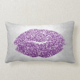 Coussin Rectangle Parties scintillant des lèvres Gris Violet Violet 