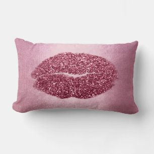 Coussin Rectangle Parties scintillant des lèvres Maroon Peony Burgun