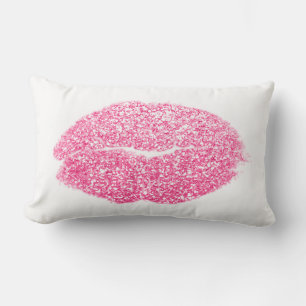 Coussin Rectangle Parties scintillant des lèvres roses de bonbons B