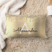 Coussin Rectangle Parties scintillant d'or brossé métal Monogramme N (Couverture)