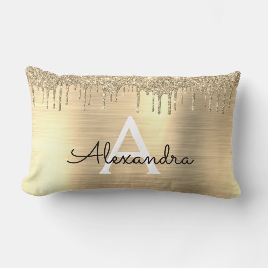 Coussin Rectangle Parties scintillant d'or brossé métal Monogramme N (Recto)