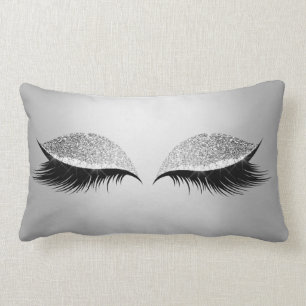 Coussin Rectangle Parties scintillant en argent gris Lashes de maqui