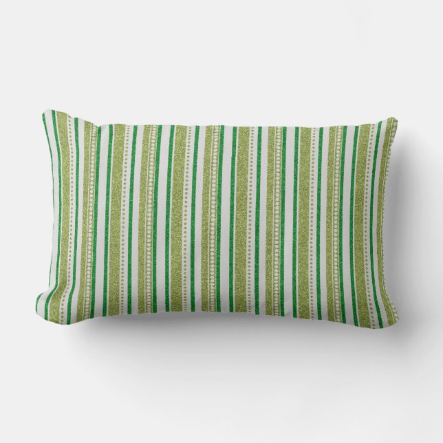 Coussin Rectangle Parties scintillant Green Stripes (Recto)