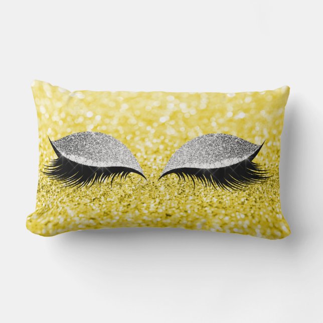 Coussin Rectangle Parties scintillant gris argenté Noir Glam Maquill (Recto)