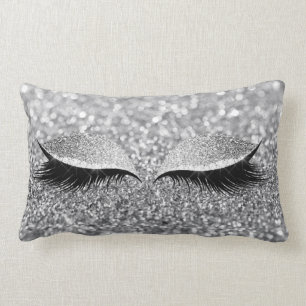 Coussin Rectangle Parties scintillant gris argenté Noir Makeuze Mono