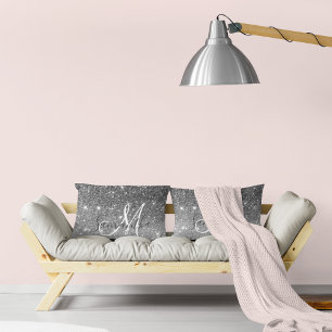 Coussin Rectangle Parties scintillant gris moderne éclabousser Nom p