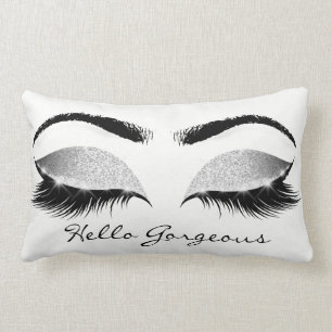 Coussin Rectangle Parties scintillant gris noir Yeux noir Silver Las