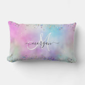 Coussin Rectangle Parties scintillant holographique Rainbow Pastels  (Recto)