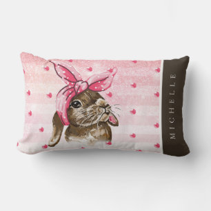 Coussin Rectangle Parties scintillant lapin peinte à la main mignonn