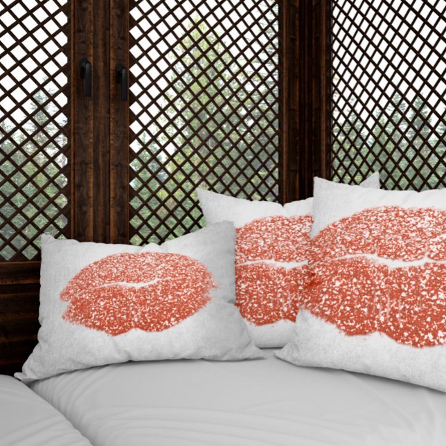 Coussin Rectangle Parties scintillant lèvres Gris Pêche Gold Maquill (Créateur téléchargé)