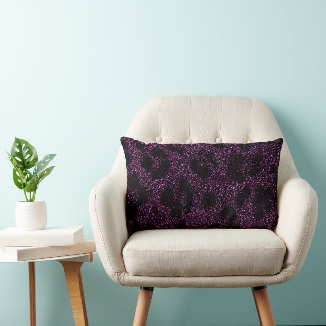 Coussin Rectangle Parties scintillant lumbar pillo noir et rose impr (Chaise)
