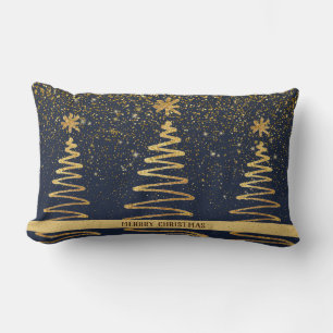 Coussin Rectangle Parties scintillant métal moderne or brillant bleu