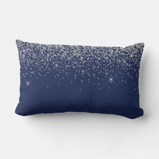 Coussin Rectangle Parties scintillant Monogram Navy Blue Silver Glam (Verso)