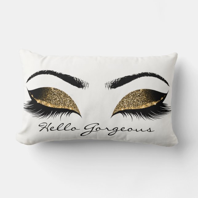 Coussin Rectangle Parties scintillant Noir Blanc Yeux Maquillage Las (Recto)