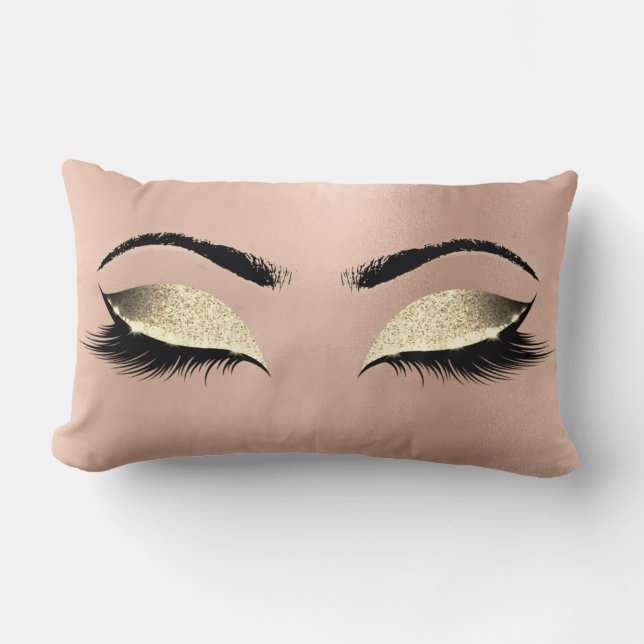 Coussin Rectangle Parties scintillant or rose noir Glam Lash LUx (Recto)