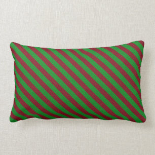Coussin Rectangle Parties scintillant Red & Green Stripes