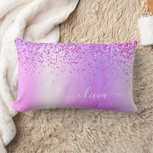 Coussin Rectangle Parties scintillant violet Monogramme Nom Luxury G (Couverture)