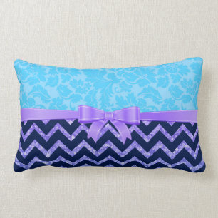 Coussin Rectangle Parties scintillant violette Bleu Chevron Bleu Dam
