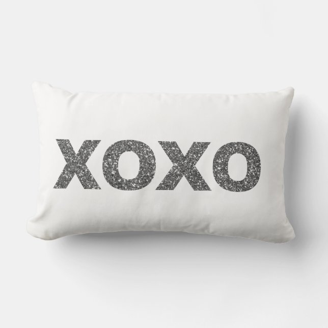 Coussin Rectangle Parties scintillant XOXO Silver (Recto)