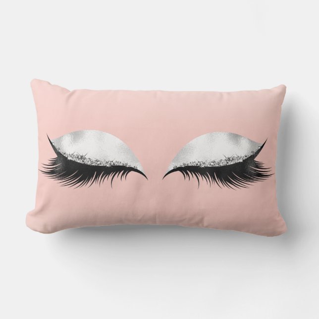 Coussin Rectangle Parties scintillant Yeux maquillage Confetti Pink  (Recto)