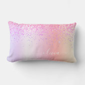 Coussin Rectangle Pastel Arc-en-ciel rose or violet Parties scintill (Recto)