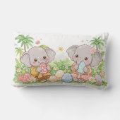 Coussin Rectangle Pastel Baby Animals with Floral Eggs (Verso)