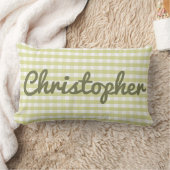 Coussin Rectangle Pastel Nursery En vichy vert avec nom (Couverture)