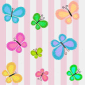 Coussin Rectangle Pastel Quilty Butterflies on Blue White Stripe