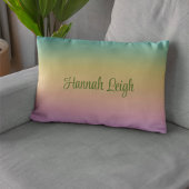 Coussin Rectangle Pastel Rainbow Gradient Ombre Nom personnalisé