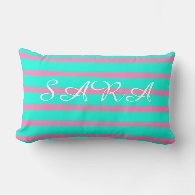 Coussin Rectangle Pastel Turquoise Bleu Vert Et Rose (Recto)