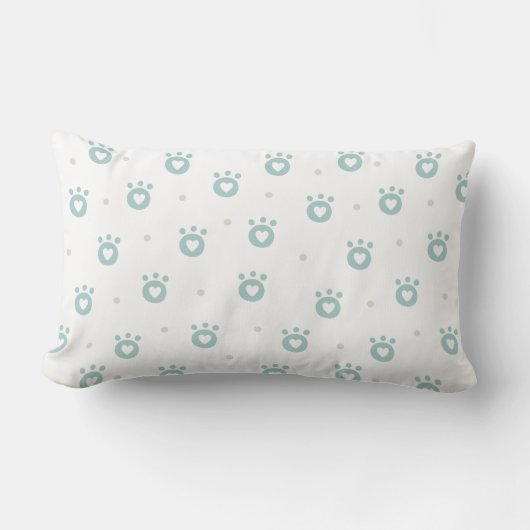 Coussin Rectangle Pâtes de chat vert mignonne avec les coeurs - Enfa (Recto)