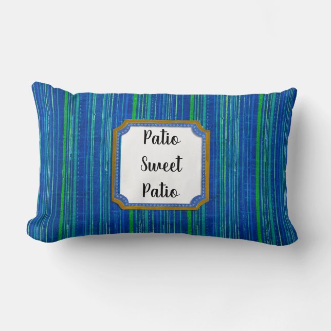 Coussin Rectangle Patio Sweet Patio Bleu Vert Bleu Bande Personnalis (Recto)