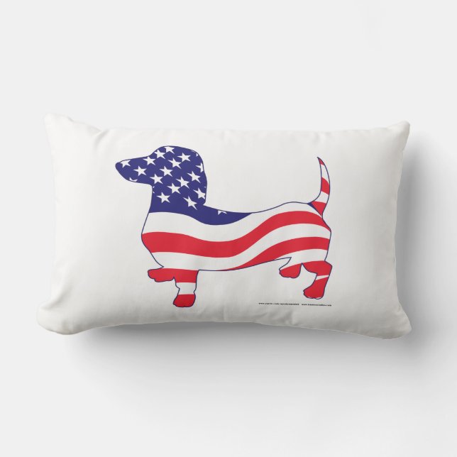 Coussin Rectangle Patriotique Dachshund (Recto)