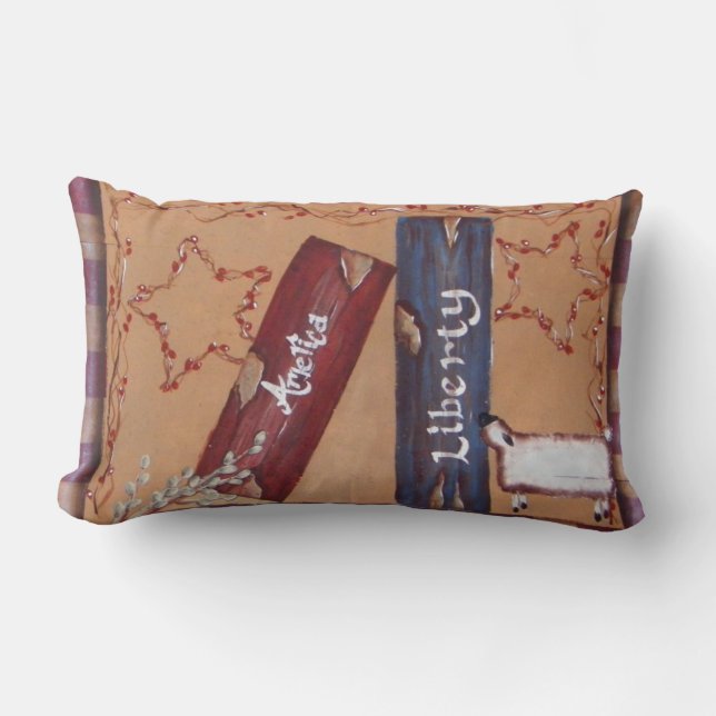 Coussin Rectangle Patriotique primitif réserve 4 juillet des étoiles (Recto)