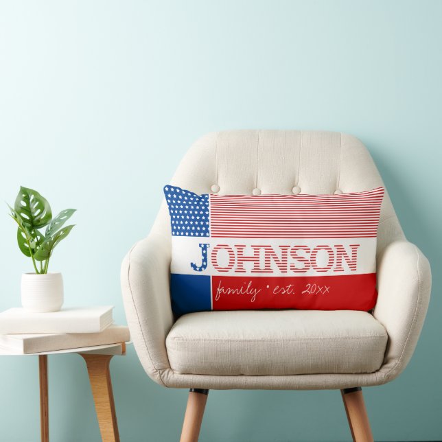 Coussin Rectangle Patriotique Rouge Bleu ❤️ 🤍 💙 Étoiles Stripes Fa (Chaise)