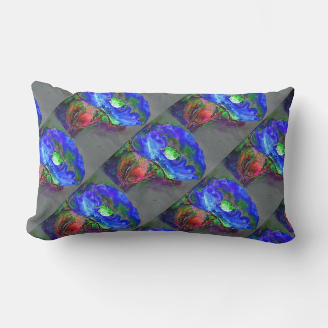 Coussin Rectangle pavot bleu Abstrait fleurs abstraites (Recto)