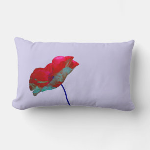 Coussin Rectangle Pavot bleu rouge au violet pastel