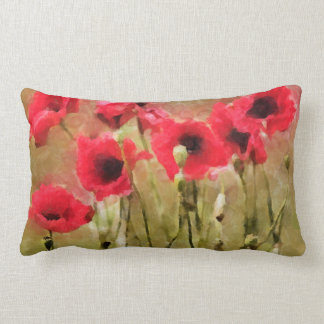 Coussin Rectangle Pavots rouges