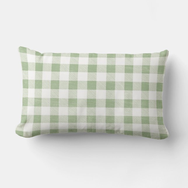Coussin Rectangle Pays Russe Sage naturel En vichy Plaid (Recto)