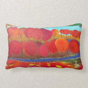 Coussin Rectangle Paysage avec les arbres rouges